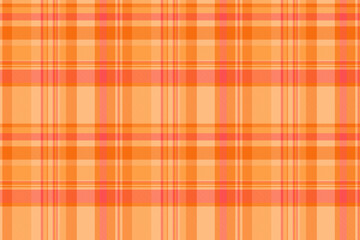 Back background check texture, book plaid textile pattern. Net seamless tartan fabric vector in orange and bright colors.