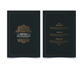 gold Menu Layout with Ornamental mandala Elements
