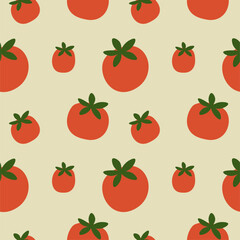 Tomatoes seamless repeating pattern. Abstract background with ripe vegetables tomato for wrapping, card, template, label, paper, print, textile. Design texture rapport for harvest, food, ingredient