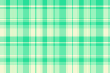 Handkerchief fabric plaid check, picnic blanket textile tartan vector. Tidy seamless background pattern texture in green and light colors.