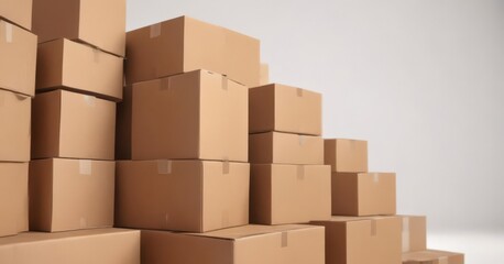 Obraz premium Several empty brown cardboard boxes isolated on white , reduce, minimal