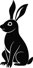 Elegant Silhouette of a Sitting Hare with Upright Ears