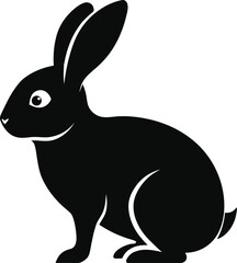 Black Rabbit Silhouette Clipart – Minimalist Bunny Vector for Craft & Design