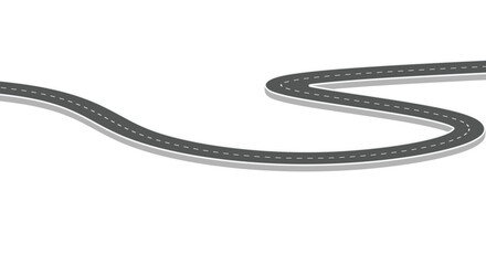 Winding road isolated on white background. Disappearing into the distance. The two-lane road with lane markings. Conceptual image. 3d rendering 