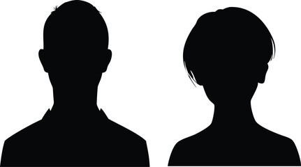 Silhouette Profile of Male and Female Head Side by Side