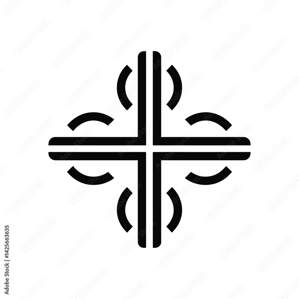 Aufkleber abstract geometric cross symbol design with rounded ends on transparent background
