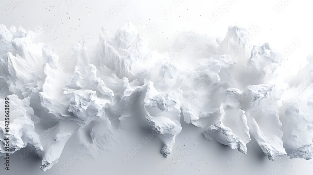 Aufkleber dynamic white patterns minimalist abstract art with aerial perspective on a pure white background