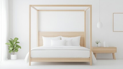 Modern minimalist bedroom with canopy bed