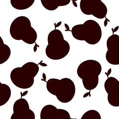 Black and white cartoon pear repeat apple design for fabric print or wrapping 