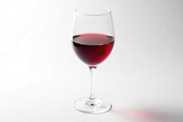 Rich red wine in a glass, clean white backdrop, studio shot, white background, simple