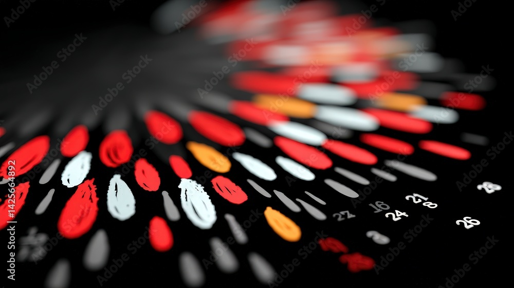 Poster abstract data visualization red white gray calendar design