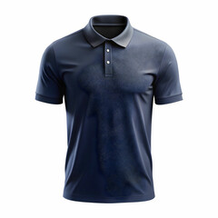 Sports Navy Blue T-Shirt Mockup Featuring Collar and Sleeves, Displaying Clean, Athletic Design Isolated on White"