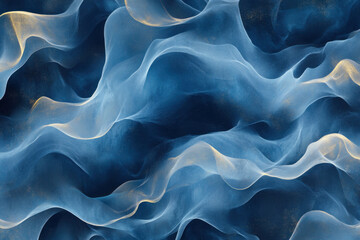 Obraz premium Abstract blue and gold waves flowing seamlessly
