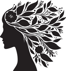 Floral Thoughts: A Woman's Mind in Bloom
Minimalist Woman Face Silhouette Vector for Wall Art and Print
