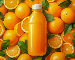 Orange Juice Bottle Fresh Drink Healthy Beverage.