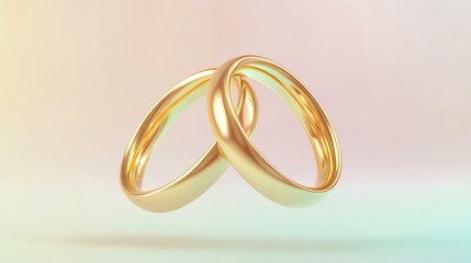 Intertwined Gold Rings on Pastel Background
