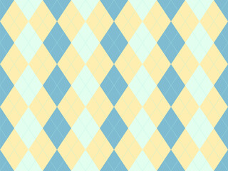 Classic argyle pattern in pastel blue, yellow, and mint green.  Perfect for backgrounds, textiles, or website design.