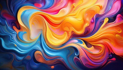 Vibrant Abstract Liquid Splash A Colorful Kaleidoscope of Moody Hues Swirling in a Mesmerizing Dance of Light and Shadow, Perfect for Digital Art, Home Decor, or Design Inspiration.
