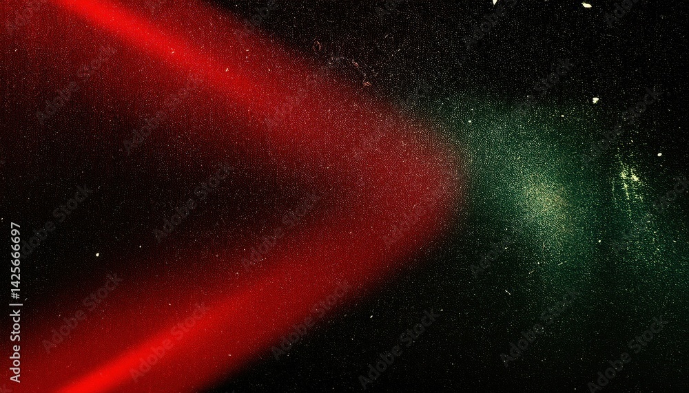 Poster cosmic red light beam texture with starry particles on black background for web design, branding, digital art, sci-fi themes, and print graphics

