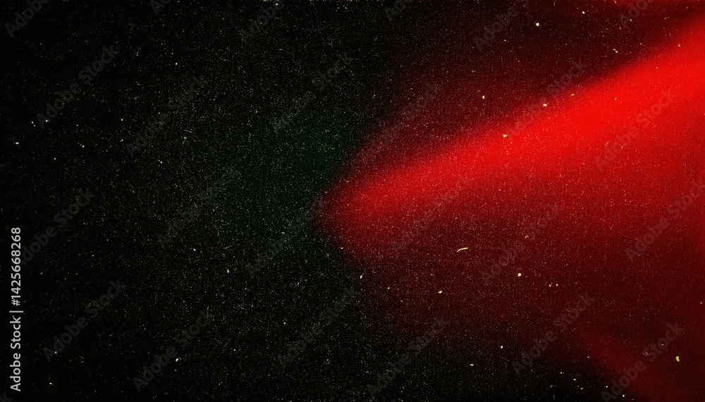 Poster cosmic red light beam texture with starry particles on black background for web design, branding, di
