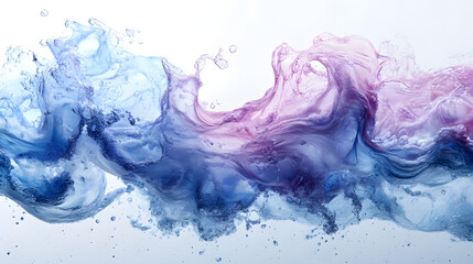 Fototapeta premium Dynamic colorful fluid motion abstract art pure white background modern aesthetic high angle serenity