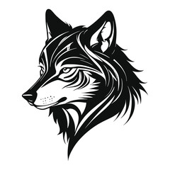 Wolf Head Illustration: A fierce and captivating illustration of a wolf's head, showcasing its sharp features and piercing gaze, creating a powerful and enigmatic visual.