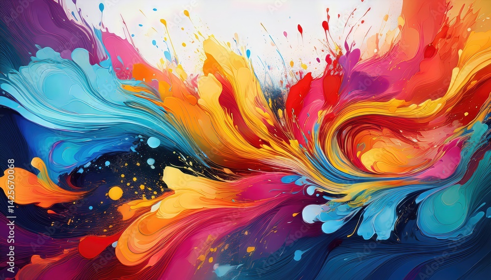 Poster vibrant abstract color splash backdrop a dynamic, artistic exploration of textured hues and intrigui