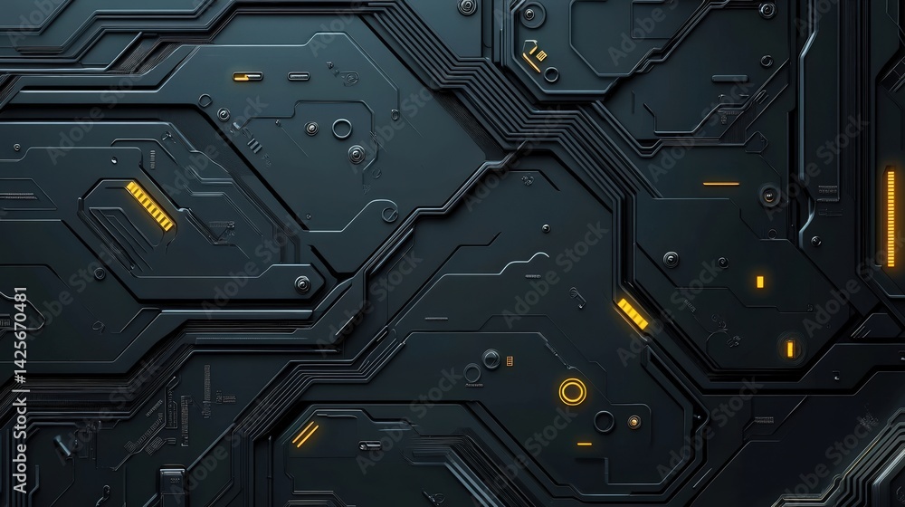 Poster a dark grey background with a futuristic digital pattern, resembling a sci-fi interface.
