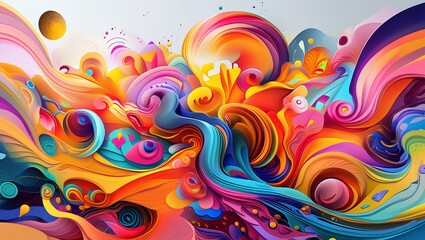 abstract banner filled with kaleidoscopic colors, swirling shapes, and bold patterns, evoking a sense of energy and creativity