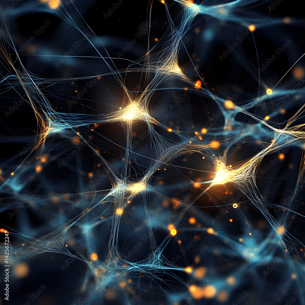 Poster brain cells nexus: an intricate network of interconnected brain cells, the image presents the comple
