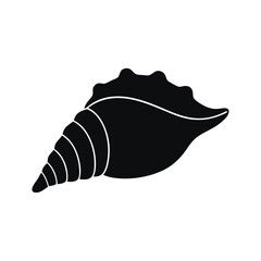 Black Silhouette Of A Seashell Isolated On White Background Nautical Theme.