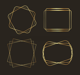 Golden Light Frames set Isolated On Black