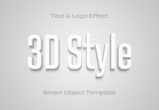 3D Text Logo Style Effect Mockup Logotype Template Shape