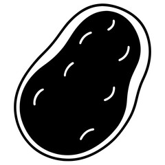 Minimal Potato Vector Icon Crisp Silhouette on White.