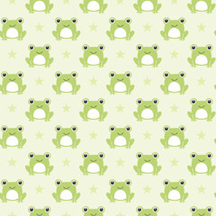 Cute green frog pattern with stars, ideal for fabric, wallpaper, textiles, and playful nursery and kids' designs