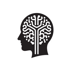 ai brain vector silhouette clip art logo collection