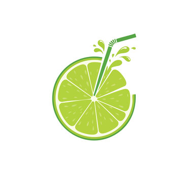 green lime slice with straw clip art preview