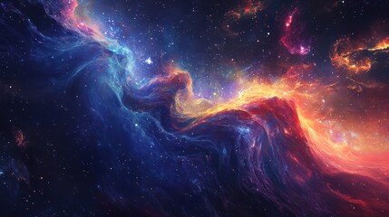 Colorful cosmic nebulae and stellar clusters are beautifully displayed in space