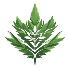 Fototapeta premium Stylized green leaf design, exhibiting intricate details.