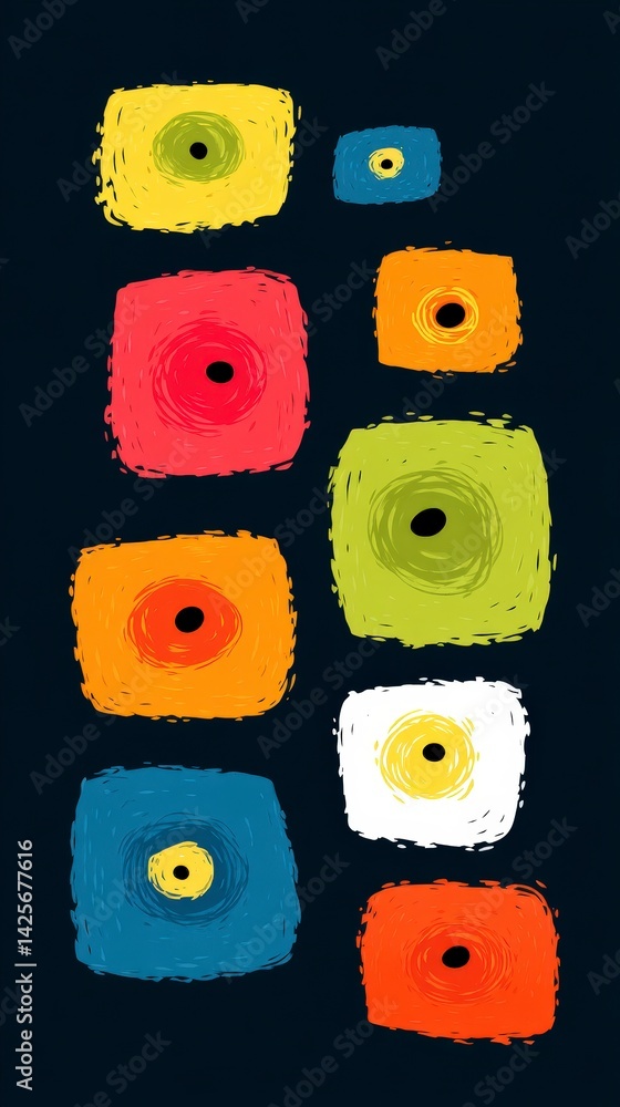 Poster abstract colorful geometric pattern modern minimalist design artistic square shapes bo