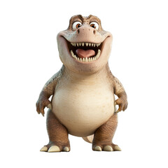 Fototapeta premium Adorable Cartoon Dinosaur Happy T Rex Character 3D Render Friendly Prehistoric Creature