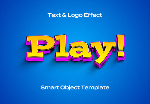 Game App Play Comics Text Logo Style Effect Mockup Logotype Template Shape