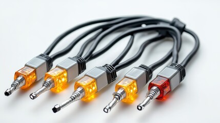 High-Quality Audio Cables with Orange LED Indicators for Clear Sound Connection