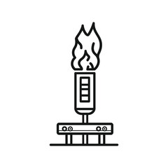 Fototapeta premium Flare Stack Icon, Minimalist Outline Design, Gas Flame, Isolated on Transparent