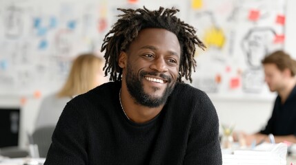 Happy Businessman Smiling  Office Collaboration  Teamwork