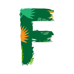 tropical leaves alphabet letter F