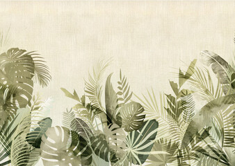 grunge background with green leaves
