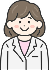 白衣を着た、女性医師（線画カラー）のラスト