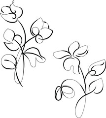 Abstract floral vector design with spring flowers, pink accents, and delicate leaf patterns