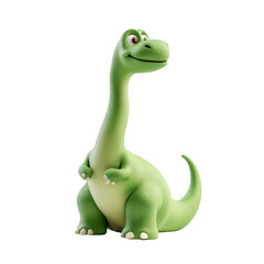 Adorable Cartoon Green Dinosaur 3D Render Cute Prehistoric Animal Illustration